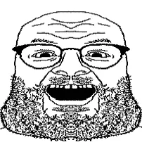 its out get in here, 3dgifmaker, animated, content aware, glasses, mirrored, open mouth, soyjak, stubble