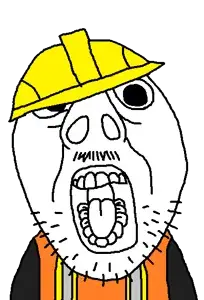 bernd, brunetto, black shirt, clothes, construction worker, hard hat, ms paint, mustache, open mouth, stubble