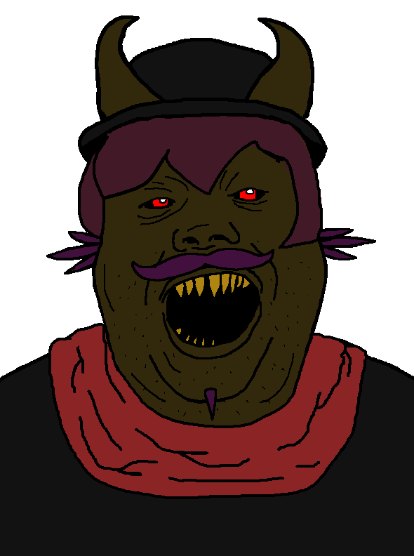 alicia, black sclera, brown skin, ears, evil, evil jimbo, fat, jimbrap, jimbraphog, mustache