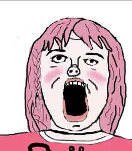 a24 slowburn soyjak, female a24 slowburn, femjak, blush, choker, clothes, daddy's girl, female, femjak, hair