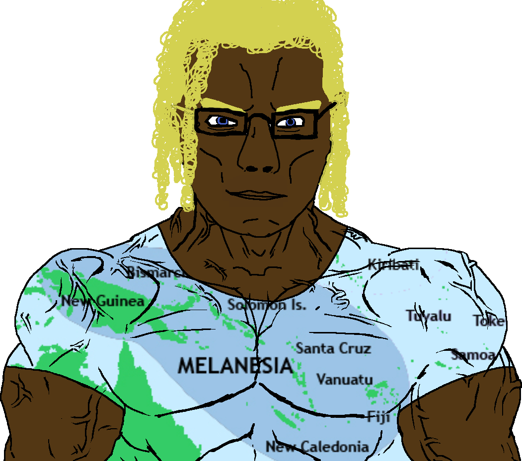 chudjak, chudjak front, muscular chud, aryan, a10 eyes, black skin, blonde hair, blue eyes, buff, closed mouth