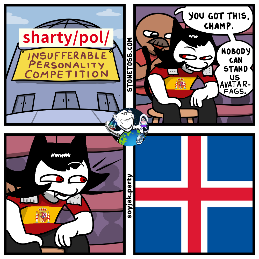 alunya, bernd, impish soyak ears, soyak, /pol/ (soyjak.party), boxing ring, brown skin, building, cat ears, clothes