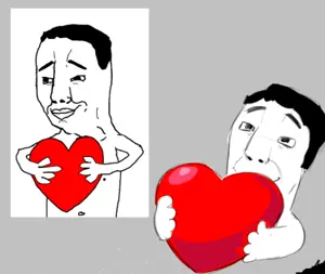 chudjak, drawfag, drawgod, drawing, happy, heart, holding heart, holding object, redraw, sketch