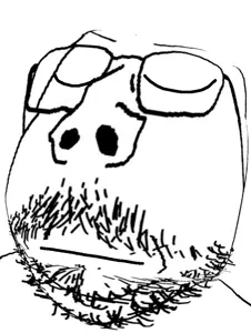 gapejak, scholar, closed eyes, closed mouth, sad, stubble, uncolored skin, white background