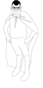 brandon, unknown, amerimutt, antialiased, big eyes, big lips, cape, flag, full body, glasses