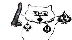 catjak, blacked, catjak is ass brim forced by two retards and will never catch on kek, glasses, happy, open mouth, queen of spades, spade, stubble, tattoo