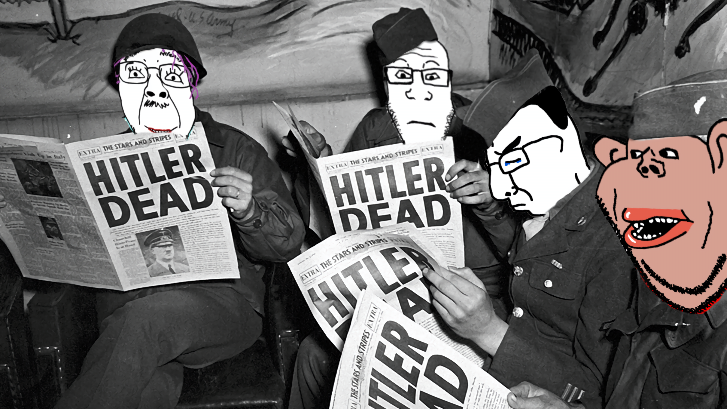 bernd, chudjak, impish soyak ears, markiplier soyjak, impish amerimutt, neutralplier, 4soyjaks, adolf hitler, american soldier, closed mouth