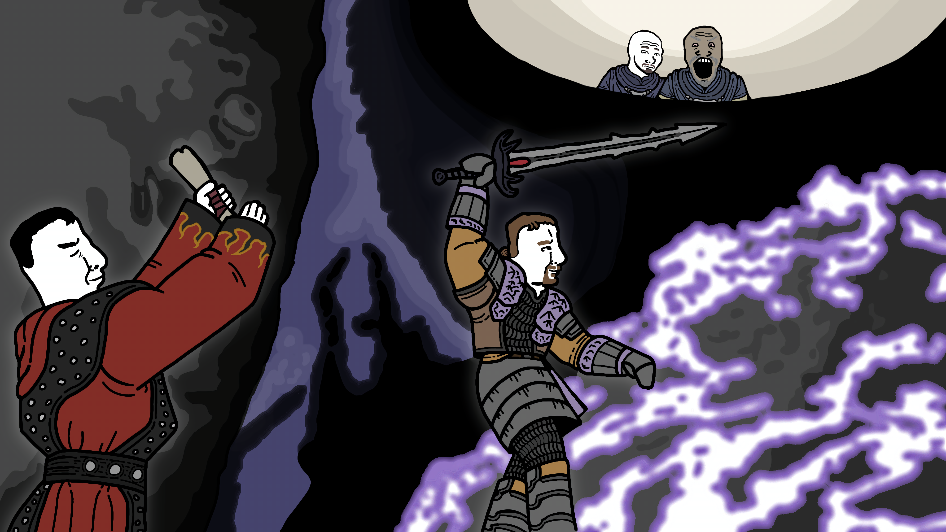 chudjak, markiplier soyjak, soyak, science lover, armor, beard, brown hair, brown skin, chain mail, closed eyes