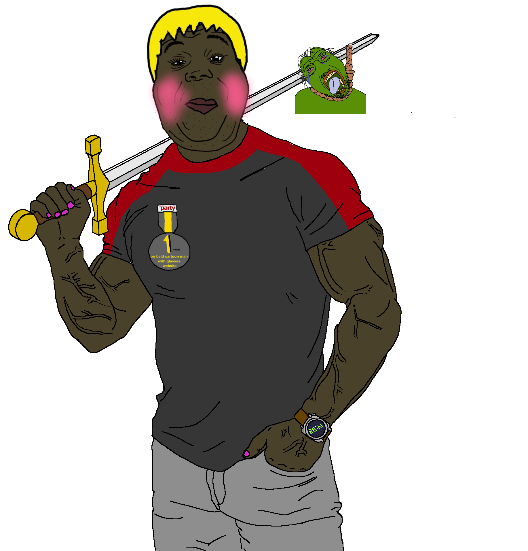 pepe, alicia, hunky twink sex machine, hunky twink sex machine, ack, all soyteens look like this, amphibian, animal, blonde hair, brown skin