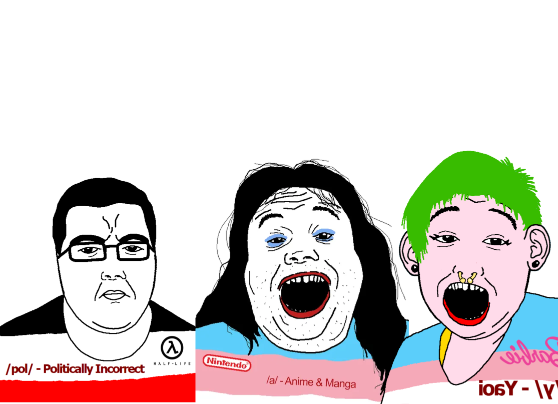 alicia, scott, stephen, trios & duos, /a/, /pol/, 3soyjaks, angry, barbie, closed mouth
