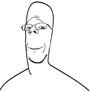 gapejak, headjak, wholesome soyjak, fusionjaks, the big 9 theory, 1soyjak, bald, beard, black eyes, glasses