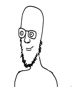 headjak, the big 9 theory, 1soyjak, bald, beard, glasses, monochrome, neck, nose, open eyes
