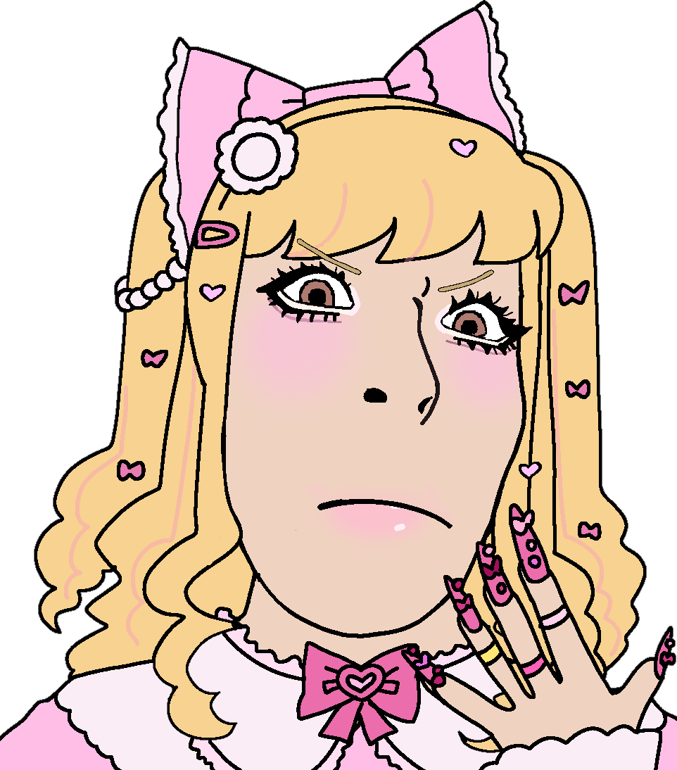 cobson, himeson, gyarujak, angry, blonde hair, bow, brown eyes, closed mouth, dress, female