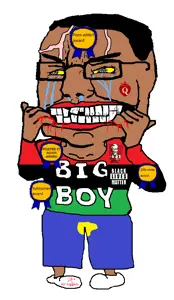 chudjak, big-boy, air jordans, award, blm logo, brown skin, kfc, pee, posted it again award, yellow eyes