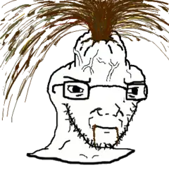 soyak, brainless, brainlet, closed mouth, coffee, concerned, drink, glasses, soyjak, stubble