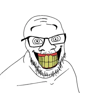 feraljak, skibidi soyjaks, 1soyjak, cleavage, front view, glasses, gums, open eyes, open mouth, portrait