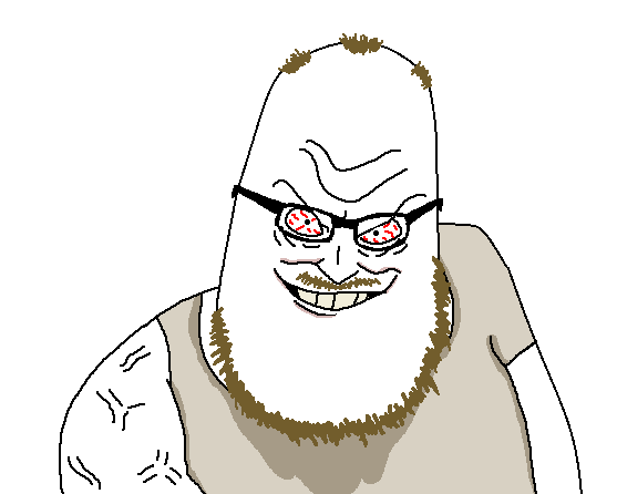syndromejak, coomerjak, animated, arm, bloodshot eyes, brown hair, brown stubble, clothes, coomer, eyebags