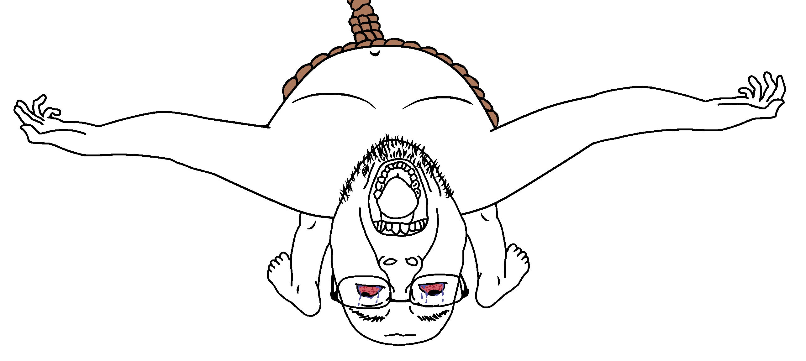 bernd, hanging troonjak, spineacked bernd, troonjak, ack, beard, bloodshot eyes, crying, eyebrows, eyes