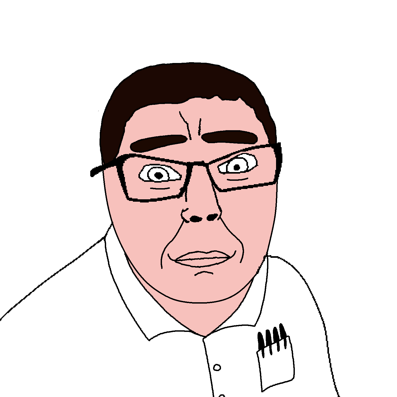 chudjak, feraljak, feralchud, avgn, brown hair, button, buttoned shirt, closed mouth, clothes, fusion