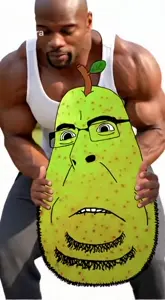 cobson, blobson, hornyson, fruiterz!, animated, biting lip, buff, deformed, food, fruit