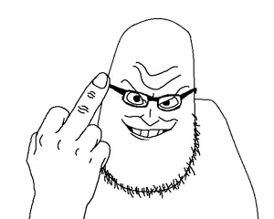 syndromejak, arm, fuck you, grin, middle finger, uncolored skin