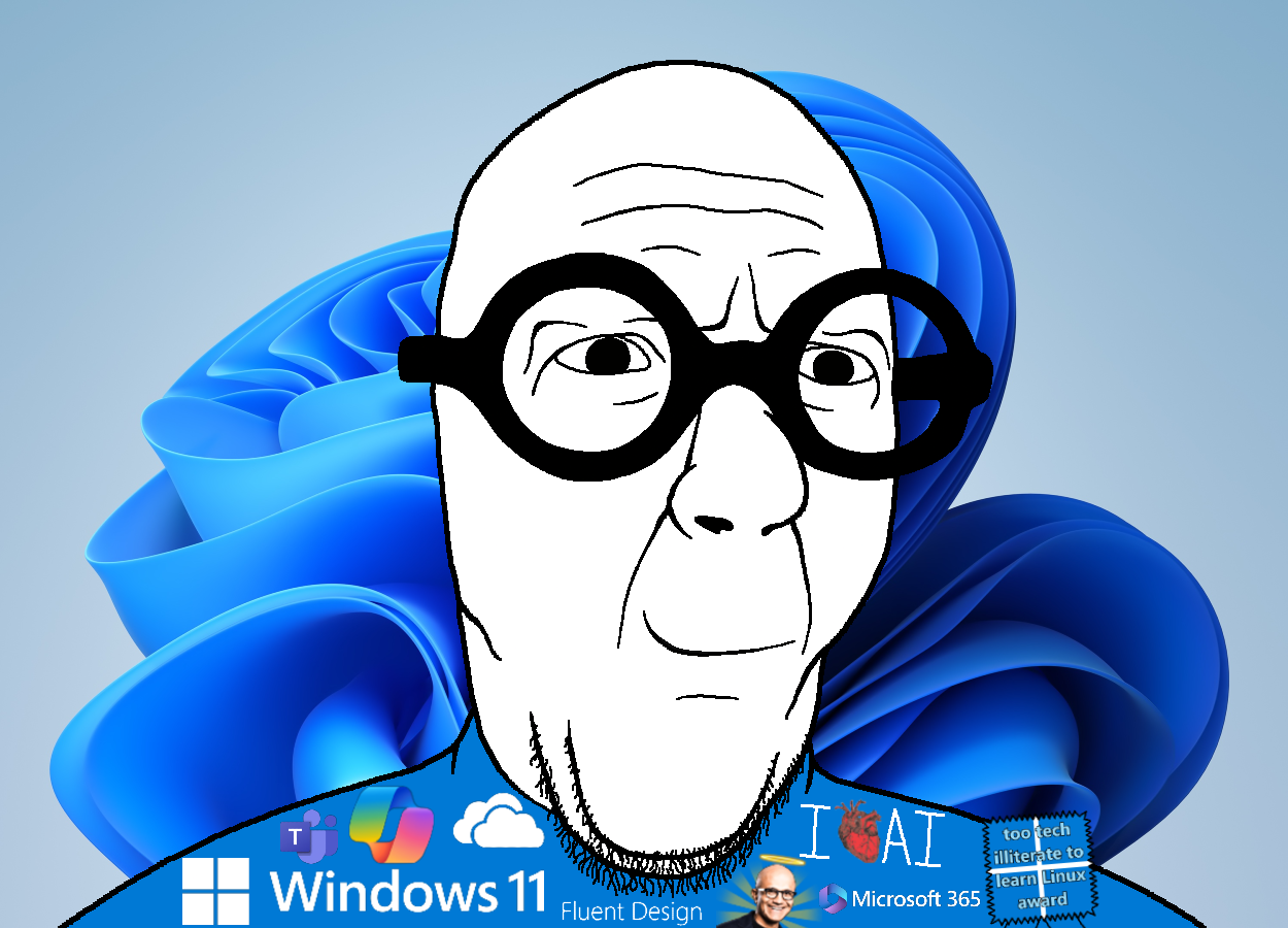 slatejak, angel, artificial intelligence, award, badge, bald, beard, big glasses, blue background, blue shirt