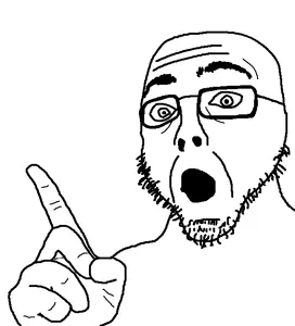 gunsjak, unknown, bald, finger, glasses, hands, open mouth, soyjak, stubble, traced