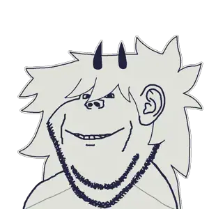 edward, impish soyak ears, clothes, ear, hair, horns, long hair, paper, smile, soyjak