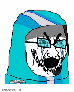 cryboy soyjak, angry, animated, bouncing, clothes, crying, cultist, gempass, seethe