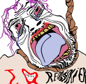 bernd, markiplier soyjak, hanging troonjak, troonjak, ack, bloodshot eyes, crying, deformed, glasses, hair
