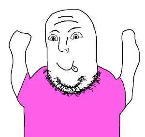 norwegian, flubbert, arms up, no glasses, pink shirt, shirts, stubble, t shirt, tongue, white background