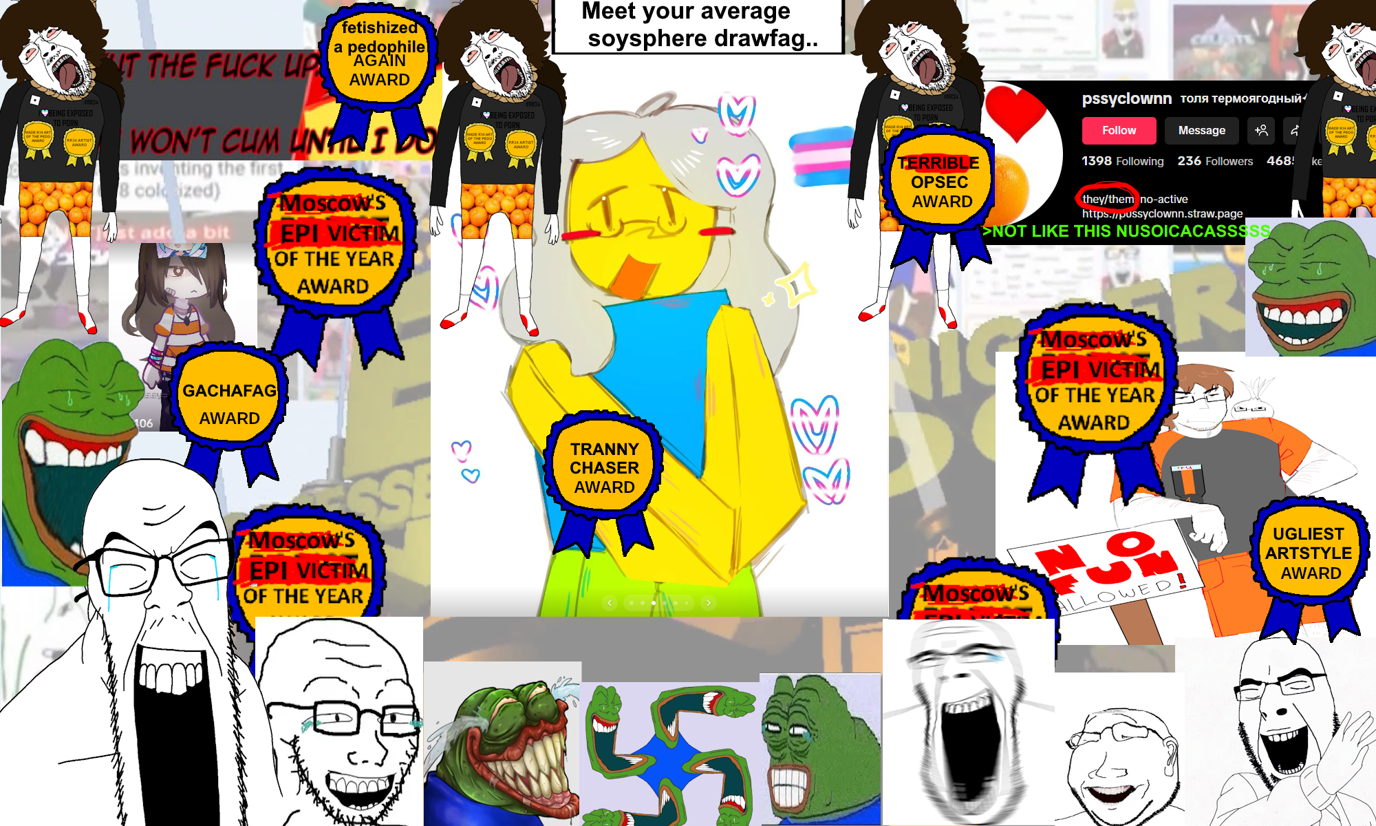 dan, pepe, bernd, cobson, feraljak, gapejak, soyak, massjak, wholesome soyjak, natejak
