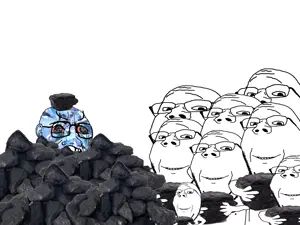 gapejak, soyak, wholesome soyjak, arm, bloodshot eyes, coal, crying, deformed, ear, gem