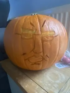 chudjak, chud, closed mouth, eyebrows, eyes, glasses, halloween, no beard, nose, pumpkin