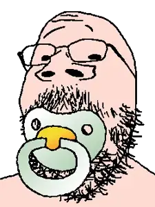 gapejak, babyjak, wholesome soyjak, babyjak, aliased, caca, glasses, pacifier, stubble, tan skin