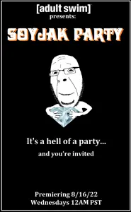 cobson, adult swim, arm, gem, glasses, hands, holding object, poster, smile, soyjak