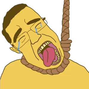chudjak, patrick, 😭, ack, closed eyes, crying, emoticon, hair, hanging, noose