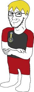 nate higgers, soyak, natejak, aliased, arm, badge, blonde hair, closed mouth, clothes, crossed arms