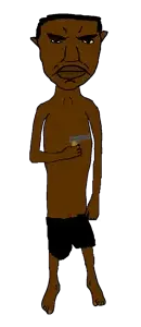 unbothered starving nigger with gun.png