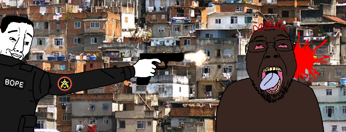 bernd, chudjak, 2soyjaks, ack, black clothing, blood, blood spray, bloodshot eyes, bope, brown skin
