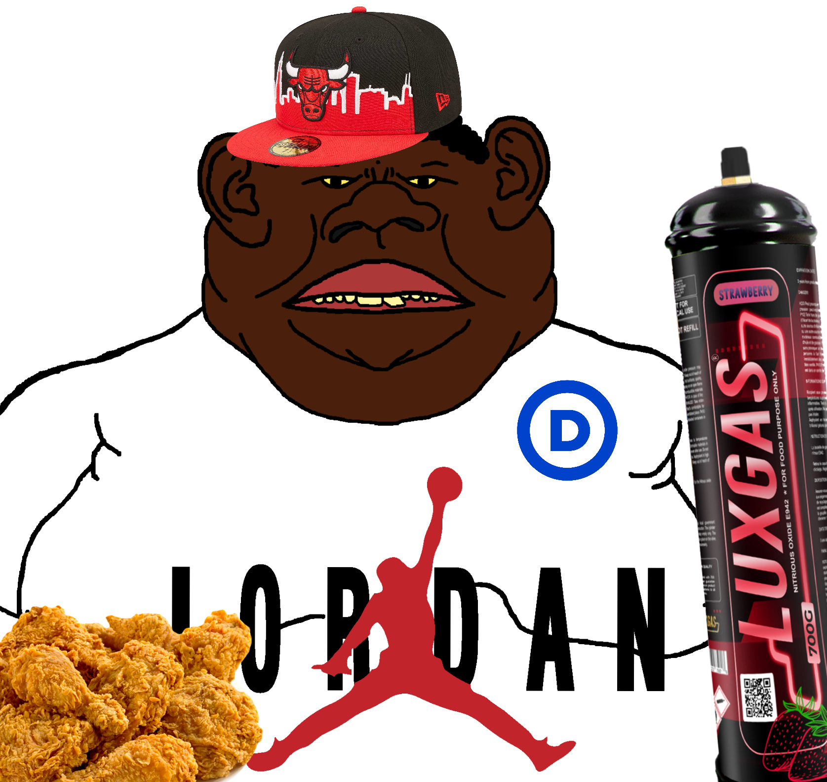 meximutt, meximutt front2, niggamutt, basketball, black skin, buck teeth, button, chicago bulls, clothes, curly hair