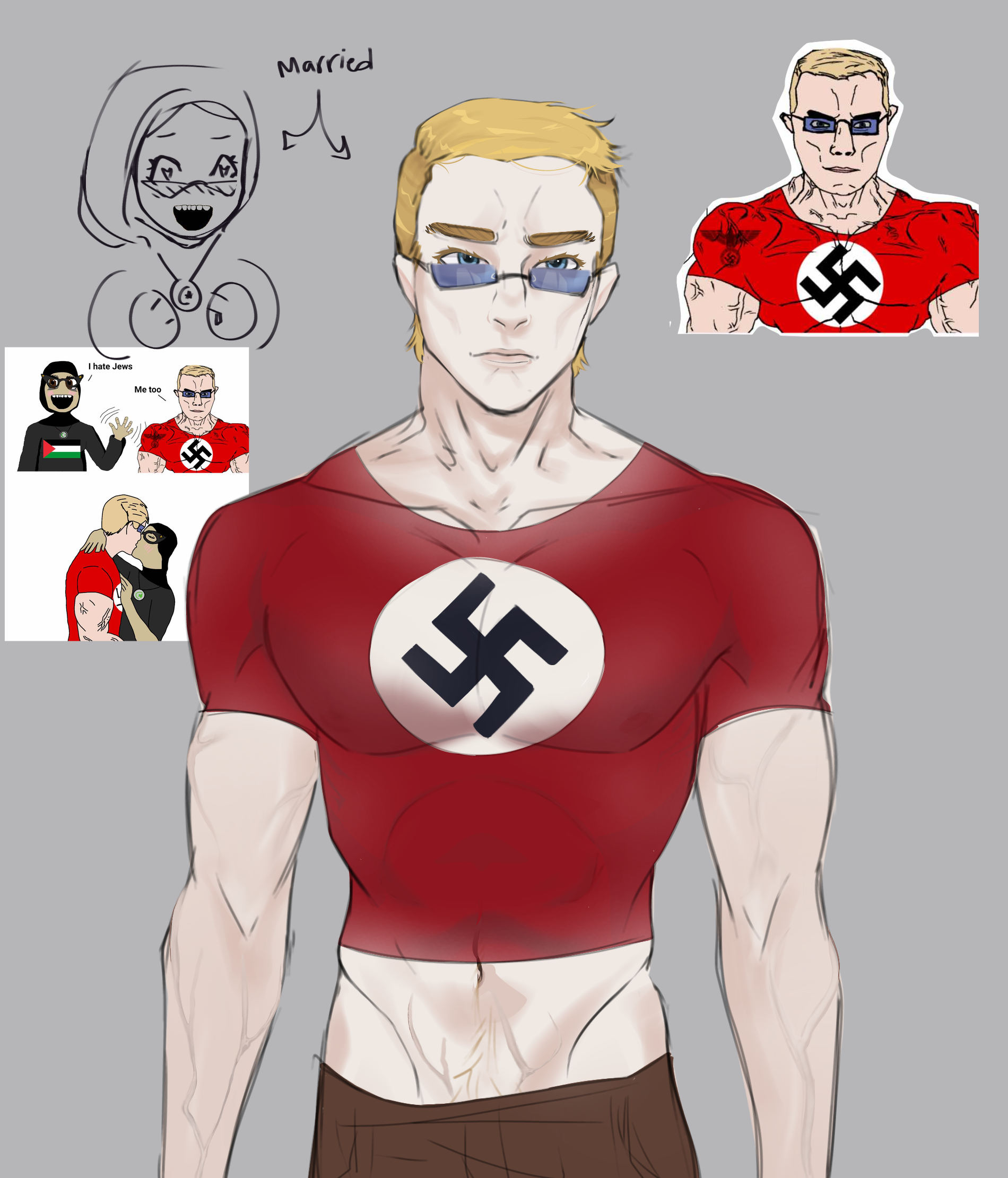 zarzour, soytan, chudjak, chudjak front, muscular chud, aryan, a10 eyes, brown skin, glasses, islam