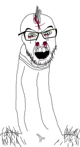 feraljak, blood, erection, glasses, open mouth, penis, razor blade, soyjak, stubble