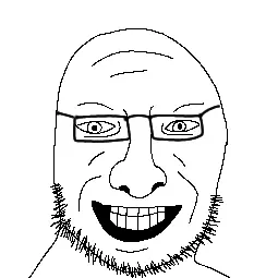 unknown, glasses, grinjak, open mouth, smile, soyjak, stubble