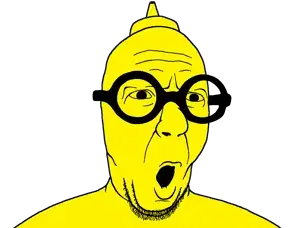 slatejak, bald, glasses, mustard, open mouth, soyjak, stubble, yellow skin, mustard