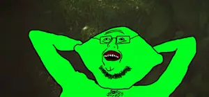 mixturejak, bald, beard, food, fruit, glasses, green skin, lime, open mouth, soyjak