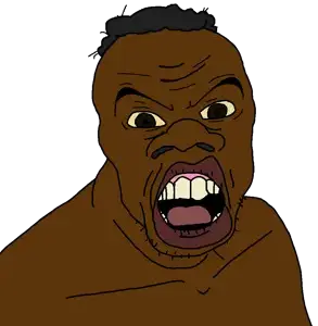 feraljak, feralnigger, aliased, angry, black skin, brown eyes, hair, large nose, lips, nigger