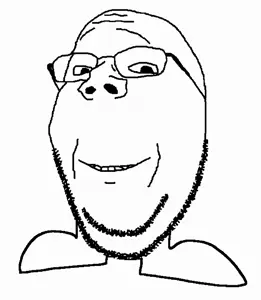 gapejak, wholesome soyjak, animated, feet, glasses, looking at you, nose, smile, stubble, walking