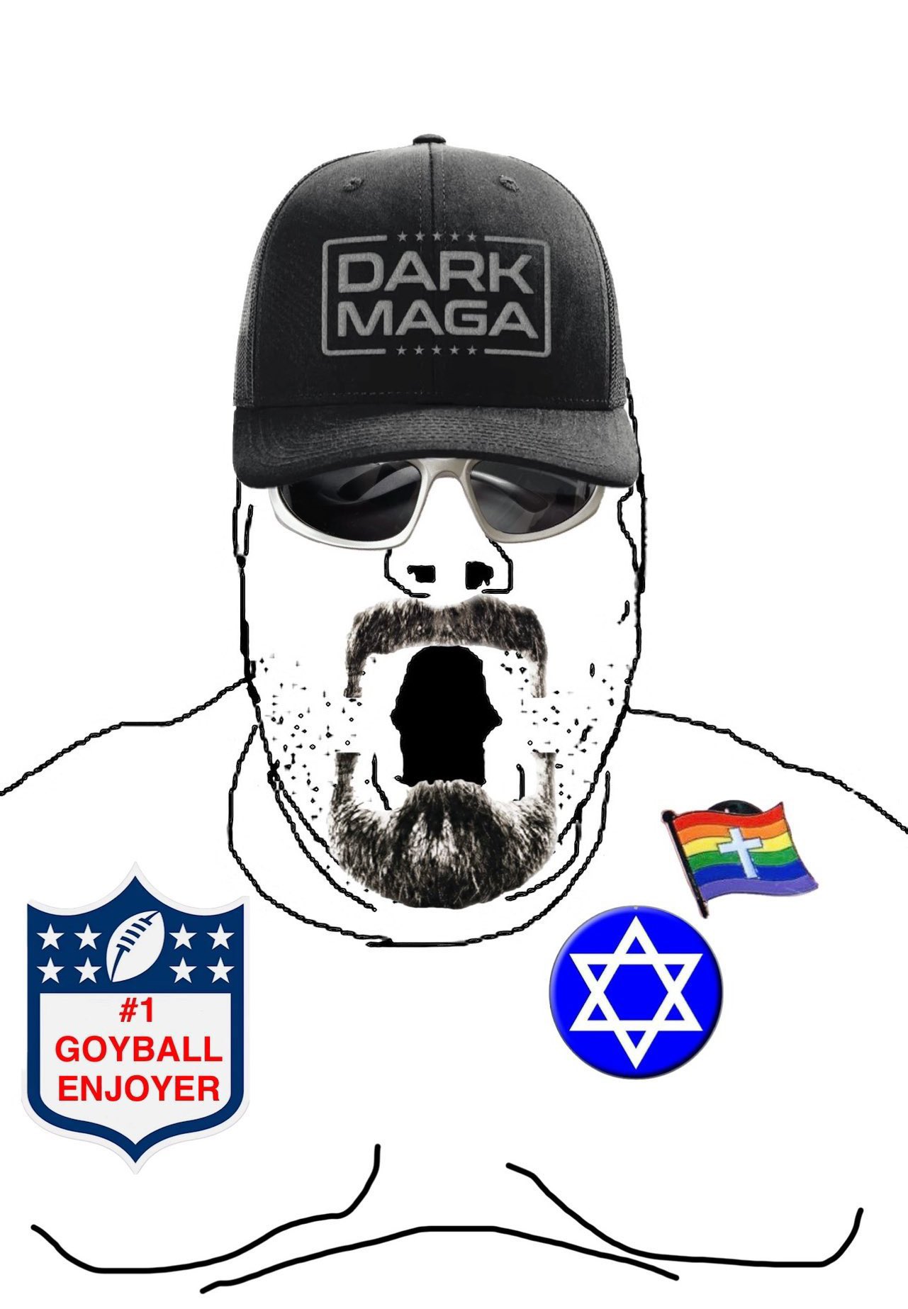 heelvsjak, beard, christcuck, christian cross, christianity, clothes, cross, fat, glasses, goy