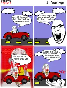 cobson, feraljak, feralrage, scoot's comics, angry, car, comic, joke, kill, laughing